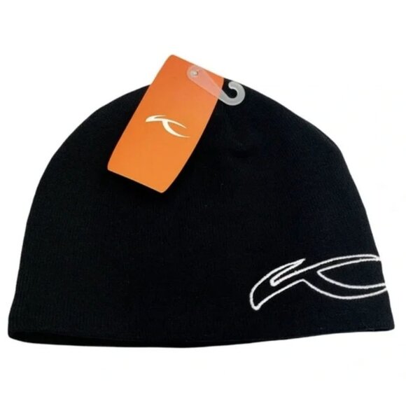 KJUS Embroidered Side Logo Black Knit Beanie - Picture 2 of 8